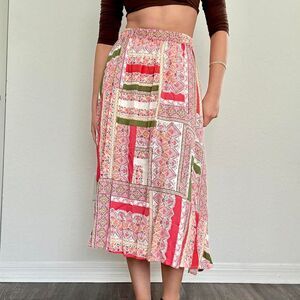 Vintage patchwork midi skirt